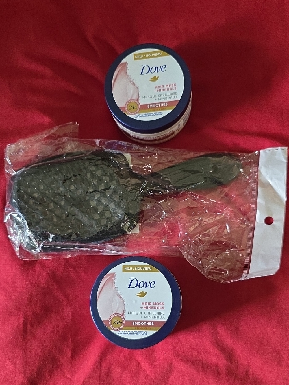 Dove Hair Mask Duo (2) with Black Paddle Brush - Unbrush Dup 3 Item Bundle